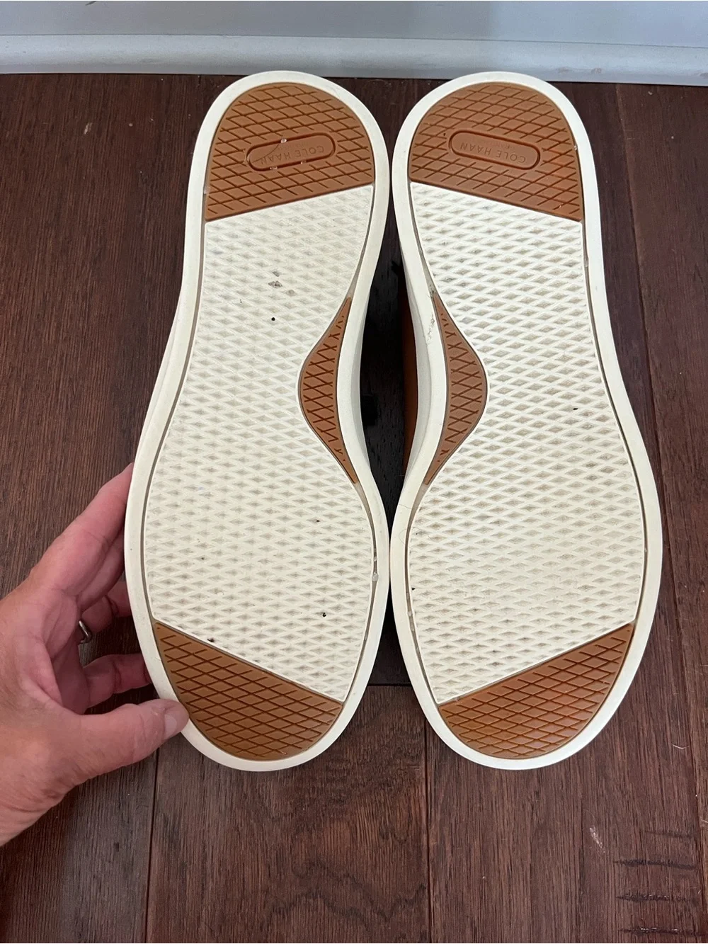 Cole Haan Tan Leather Low-Top Sneakers with Black Laces